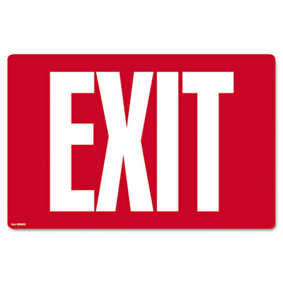 Glow-in-the-dark Safety Sign, Exit, 12 X 8, Red Glow-in-the-dark Safety Sign, Exit, 12 X 8, Red
