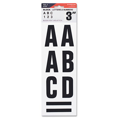 Letters, Numbers And Symbols, Adhesive, 3", Black, 64 Characters Letters, Numbers And Symbols, Adhesive, 3", Black, 64 Characters