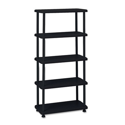 Rough N Ready Open Storage System, Five-shelf, Blow-molded Hdpe, 36 X 18 X 74, Black Rough N Ready Open Storage System, Five-shelf, Blow-molded Hdpe, 36 X 18 X 74, Black