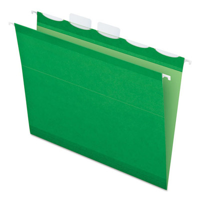 Ready-tab Colored Reinforced Hanging Folders, Letter Size, 1/5-cut Tab, Bright Green, 25/box