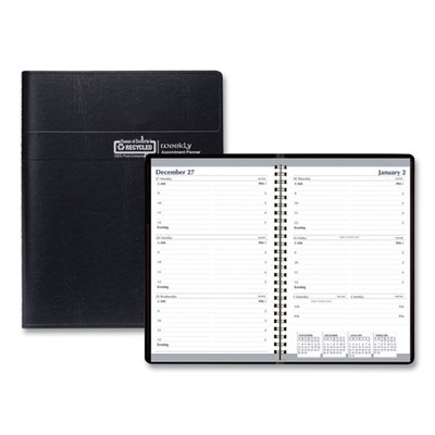 Recycled Weekly Appointment Book, 8 X 5, Black Cover, 12-month (jan To Dec): 2022