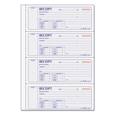 Money Receipt Book, Two-part Carbonless, 7 X 2.75, 4/page, 200 Forms Money Receipt Book, Two-part Carbonless, 7 X 2.75, 4/page, 200 Forms