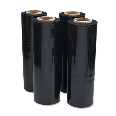 Black Stretch Film, 18" X 1, 500ft Roll, 20mic (80-gauge), 4/carton