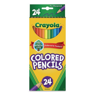 Long-length Colored Pencil Set, 3.3 Mm, 2b (#1), Assorted Lead/barrel Colors, 24/pack