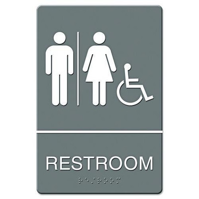 Ada Sign, Restroom/wheelchair Accessible Tactile Symbol, Molded Plastic, 6 X 9