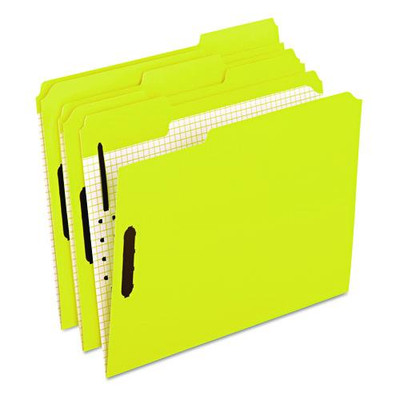 Colored Classification Folders With Embossed Fasteners, 2 Fasteners, Letter Size, Yellow Exterior, 50/box