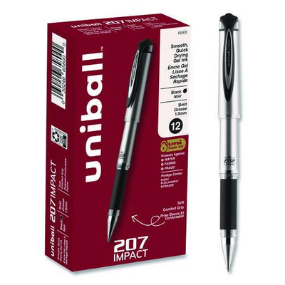 207 Impact Gel Pen, Stick, Bold 1 Mm, Black Ink, Silver/black Barrel