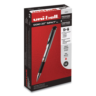 207 Impact Gel Pen, Stick, Bold 1 Mm, Red Ink, Black Barrel 207 Impact Gel Pen, Stick, Bold 1 Mm, Red Ink, Black Barrel