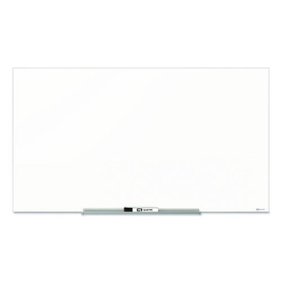 Invisamount Magnetic Glass Marker Board, Frameless, 74" X 42", White Surface