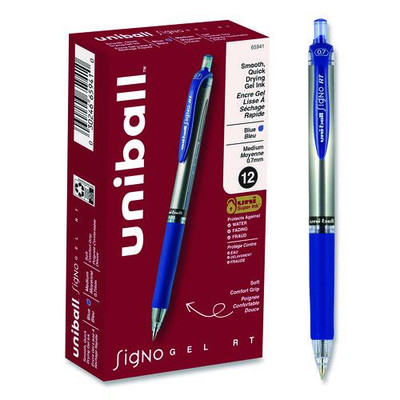 Signo Gel Pen, Retractable, Medium 0.7 Mm, Blue Ink, Blue/metallic Accents Barrel, Dozen