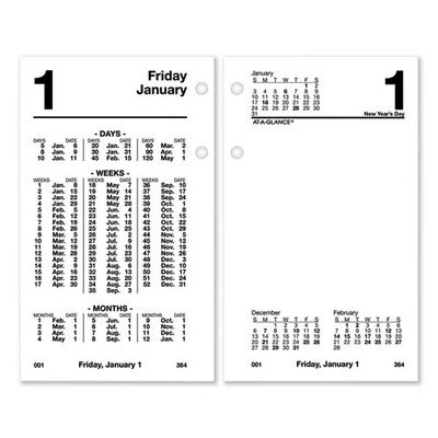 Financial Desk Calendar Refill, 3.5 X 6, White Sheets, 2022