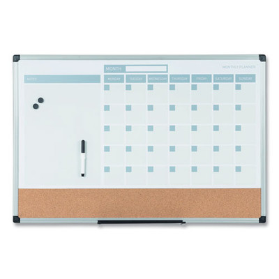 3-in-1 Calendar Planner Dry Erase Board, 36 X 24, Silver Frame