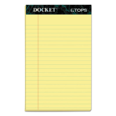 Docket Ruled Perforated Pads, Narrow Rule, 50 Canary-yellow 5 X 8 Sheets, 12/pack