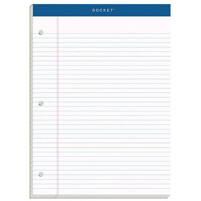 Double Docket Ruled Pads With Extra Sturdy Back, Medium/college Rule, 100 White 8.5 X 11.75 Sheets