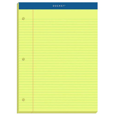 Double Docket Ruled Pads With Extra Sturdy Back, Medium/college Rule, 100 Canary-yellow 8.5 X 11.75 Sheets