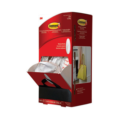 General Purpose Designer Hooks, Medium, 3 Lb Cap, White, 50 Hooks And Strips/pack