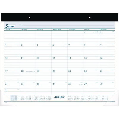 Desk Pad, 21.75 X 17, White Sheets, Black Binding, Clear Corners, 12-month (jan To Dec): 2022