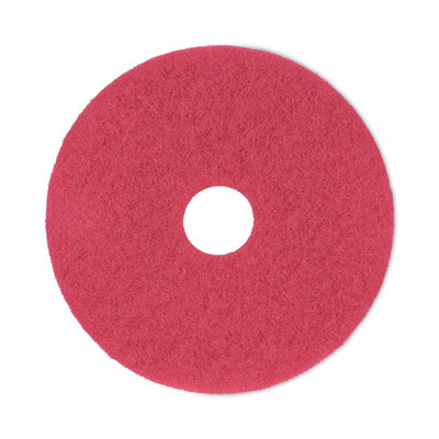 Buffing Floor Pads, 17" Diameter, Red, 5/carton