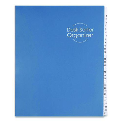 Deluxe Expandable Indexed Desk File/sorter, 31 Dividers, Dates, Letter-size, Dark Blue Cover
