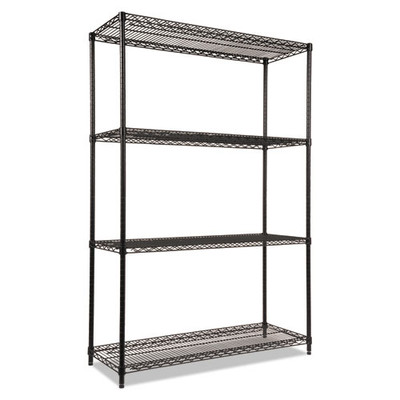 Nsf Certified Industrial 4-shelf Wire Shelving Kit, 48w X 18d X 72h, Black Nsf Certified Industrial 4-shelf Wire Shelving Kit, 48w X 18d X 72h, Black