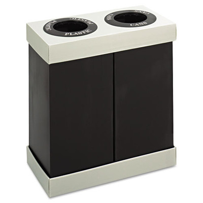 At-your-disposal Recycling Center, Polyethylene, Two 56 Gal Bins, Black At-your-disposal Recycling Center, Polyethylene, Two 56 Gal Bins, Black