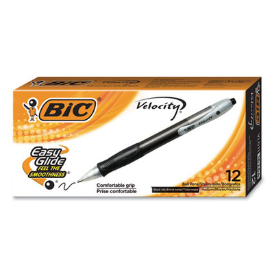 Velocity Easy Glide Ballpoint Pen, Retractable, Medium 1 Mm, Black Ink, Translucent Black Barrel, Dozen Velocity Easy Glide Ballpoint Pen, Retractable, Medium 1 Mm, Black Ink, Translucent Black Barrel, Dozen