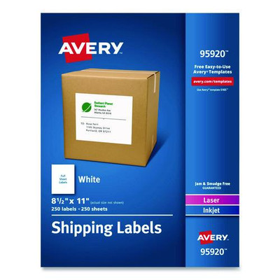White Shipping Labels-bulk Packs, Inkjet/laser Printers, 8.5 X 11, White, 250/box