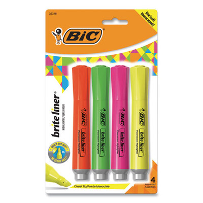 Brite Liner Tank-style Highlighter, Assorted Ink Colors, Chisel Tip, Assorted Barrel Colors, 4/set Brite Liner Tank-style Highlighter, Assorted Ink Colors, Chisel Tip, Assorted Barrel Colors, 4/set
