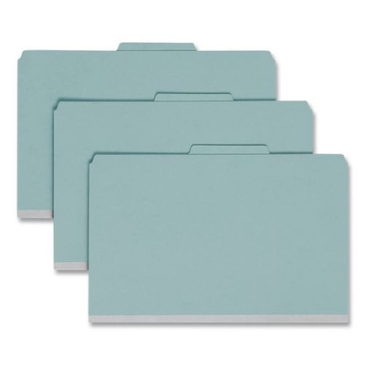 Four-section Pressboard Top Tab Classification Folders With Safeshield Fasteners, 1 Divider, Legal Size, Blue, 10/box