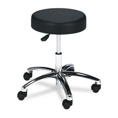 Pneumatic Lab Stool, Backless, Supports Up To 250 Lb, 17" To 22" Seat Height, Black Seat, Chrome Base Pneumatic Lab Stool, Backless, Supports Up To 250 Lb, 17" To 22" Seat Height, Black Seat, Chrome Base