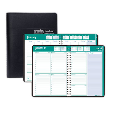 Express Track Recycled Weekly Appointment Book/monthly Planner, 11 X 8.5, Black Cover, 13-month (jan To Jan): 2022 To 2023