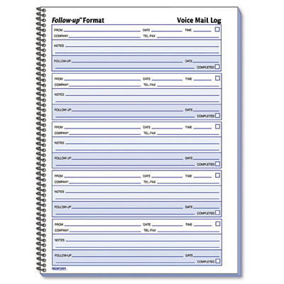 Voice Mail Wirebound Log Books, 8 X 10.63, 5/page, 500 Forms