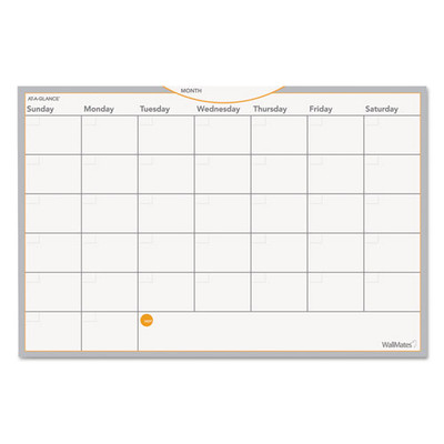 Wallmates Self-adhesive Dry Erase Monthly Planning Surfaces, 18 X 12, White/gray/orange Sheets, Undated Wallmates Self-adhesive Dry Erase Monthly Planning Surfaces, 18 X 12, White/gray/orange Sheets, Undated