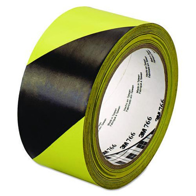 766 Hazard Marking Vinyl Tape, 2" X 36 Yds, Black/yellow