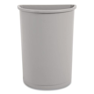 Untouchable Waste Container, Half-round, Plastic, 21 Gal, Gray