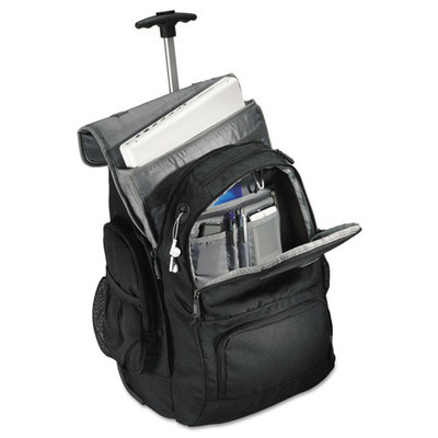 Rolling Backpack, Fits Devices Up To 15.6", Polyester, 14 X 8 X 21, Black/charcoal Rolling Backpack, Fits Devices Up To 15.6", Polyester, 14 X 8 X 21, Black/charcoal