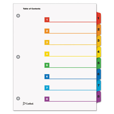 Onestep Printable Table Of Contents And Dividers, 8-tab, 1 To 8, 11 X 8.5, White, 1 Set - VISCRD60818 Onestep Printable Table Of Contents And Dividers, 8-tab, 1 To 8, 11 X 8.5, White, 1 Set - VISCRD60818