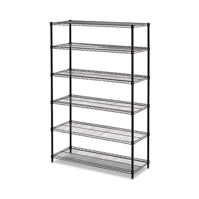 Nsf Certified 6-shelf Wire Shelving Kit, Six-shelf, 48w X 18d X 72h, Black