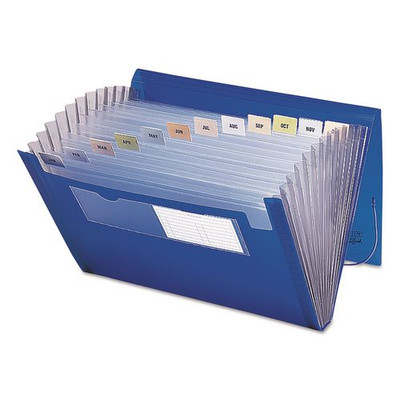 Expanding File With Color Tab Inserts, 9" Expansion, 12 Sections, 1/12-cut Tabs, Letter Size, Blue