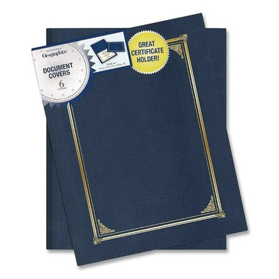 Certificate/document Cover, 12 1/2 X 9 3/4, Navy Blue, 6/pack