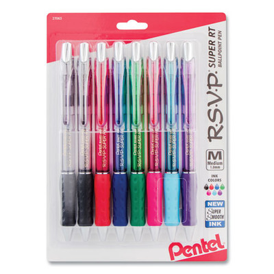 R.s.v.p. Super Rt Ballpoint Pen, Retractable, Medium 1 Mm, Assorted Ink And Barrel Colors, 8/pack R.s.v.p. Super Rt Ballpoint Pen, Retractable, Medium 1 Mm, Assorted Ink And Barrel Colors, 8/pack