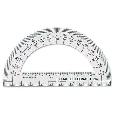 Open Center Protractor, Plastic, 6" Ruler Edge, Clear, Dozen