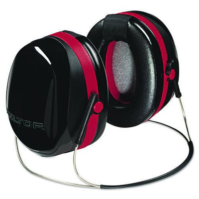 E-a-r Peltor Optime 105 Behind-the-head Earmuffs, 29nrr, Red/black