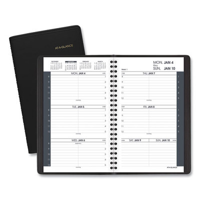 Weekly Block Format Appointment Book Ruled For Hourly Appointments, 8.5 X 5.5, Black Cover, 12-month (jan To Dec): 2022 - VISAAG7007505