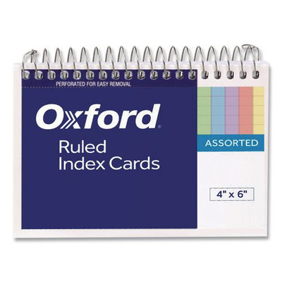 Spiral Index Cards, Ruled, 4 X 6, Assorted, 50/pack