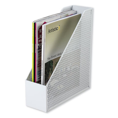 Urban Collection Punched Metal Magazine File, 3.5 X 10 X 11.5, White Urban Collection Punched Metal Magazine File, 3.5 X 10 X 11.5, White