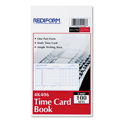 Daily Employee Time Cards, Two Sides, 4.25 X 7, 100/pad