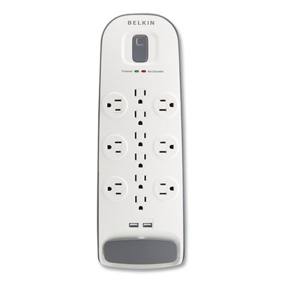 Home/office Surge Protector, 12 Outlets, 6 Ft Cord, 3996 Joules, White/black
