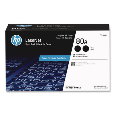 Hp 80a, (cf280a-d) 2-pack Black Original Laserjet Toner Cartridges