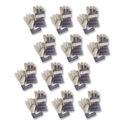 Mustang Leather Palm Gloves, Blue/cream, Large, 12 Pairs